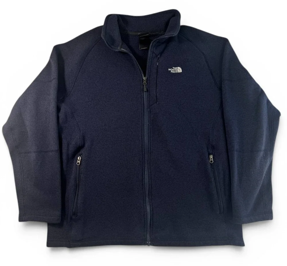 The North Face Full Zip Fleece Jacket Men's XXL Navy Blue Outdoor